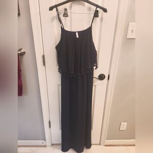 NWT Xhiliration Navy Blue Maxi Dress with Tassels Size Large Juniors